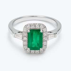 FANCY EMERALD WITH DIAMOND RING