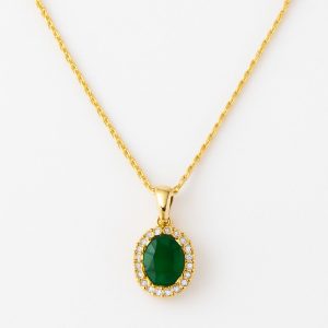 EMERALD WITH DIAMOND PENDENT CHAIN